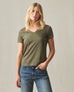 Women's Classic Cotton V-Neck Tee - Deep Olive